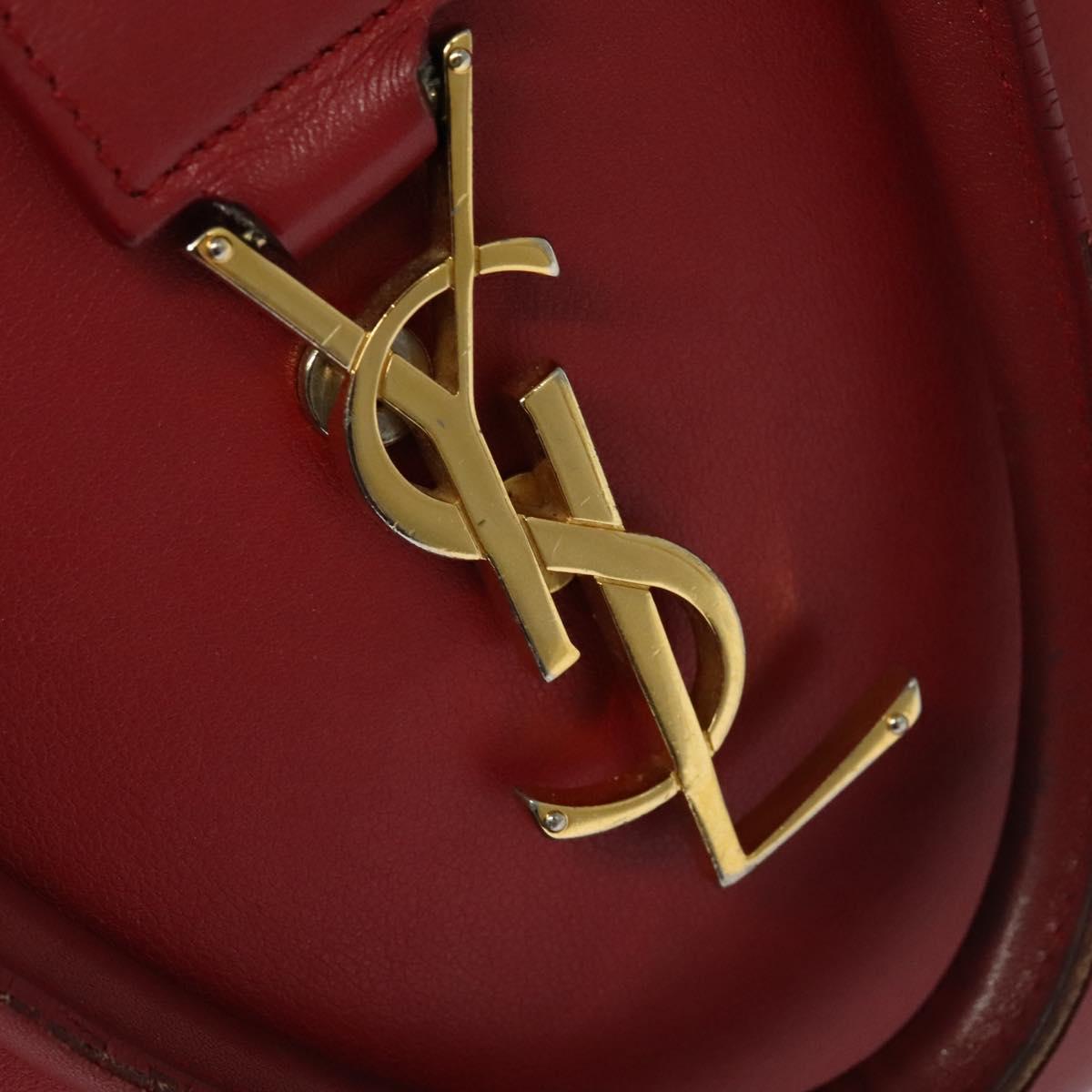 SAINT LAURENT Hand Bag Leather 2way Red Gold Auth 127565