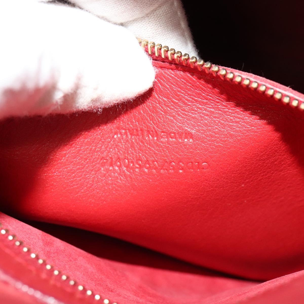 SAINT LAURENT Hand Bag Leather 2way Red Gold Auth 127565