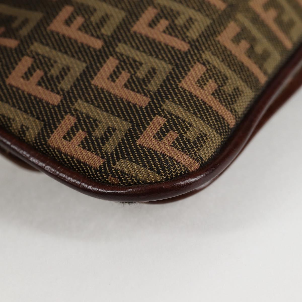 FENDI Zucchino Canvas Pouch Khaki Auth 127566V