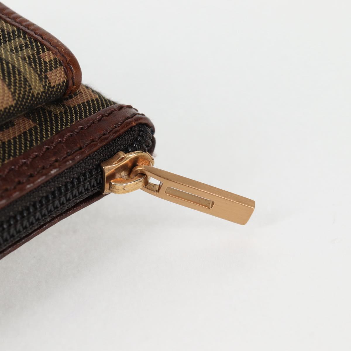 FENDI Zucchino Canvas Pouch Khaki Auth 127566V
