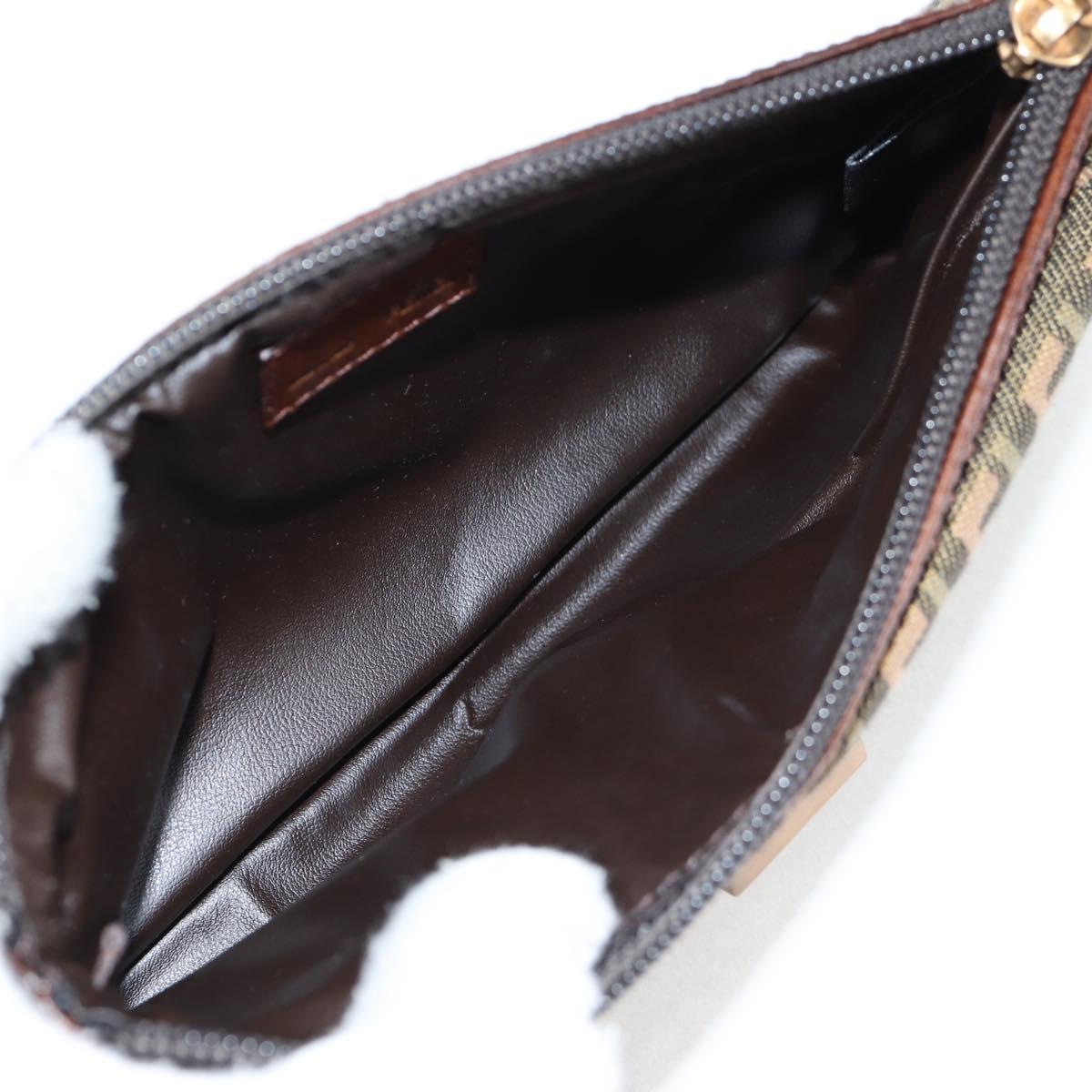 FENDI Zucchino Canvas Pouch Khaki Auth 127566V