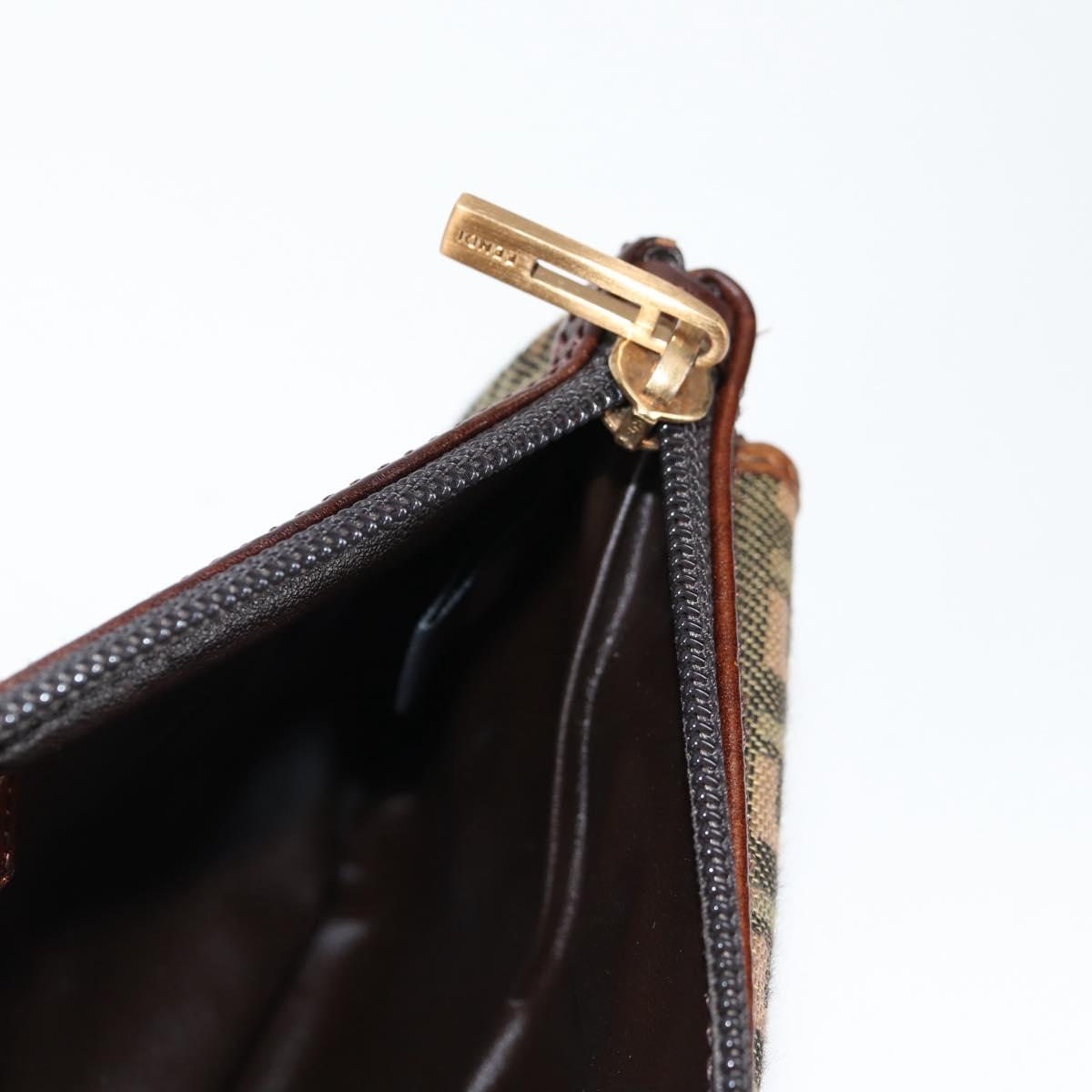 FENDI Zucchino Canvas Pouch Khaki Auth 127566V