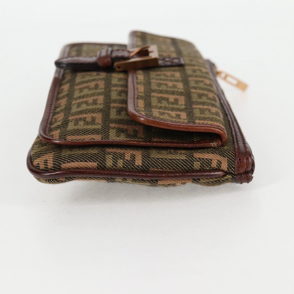 FENDI Zucchino Canvas Pouch Khaki Auth 127566V