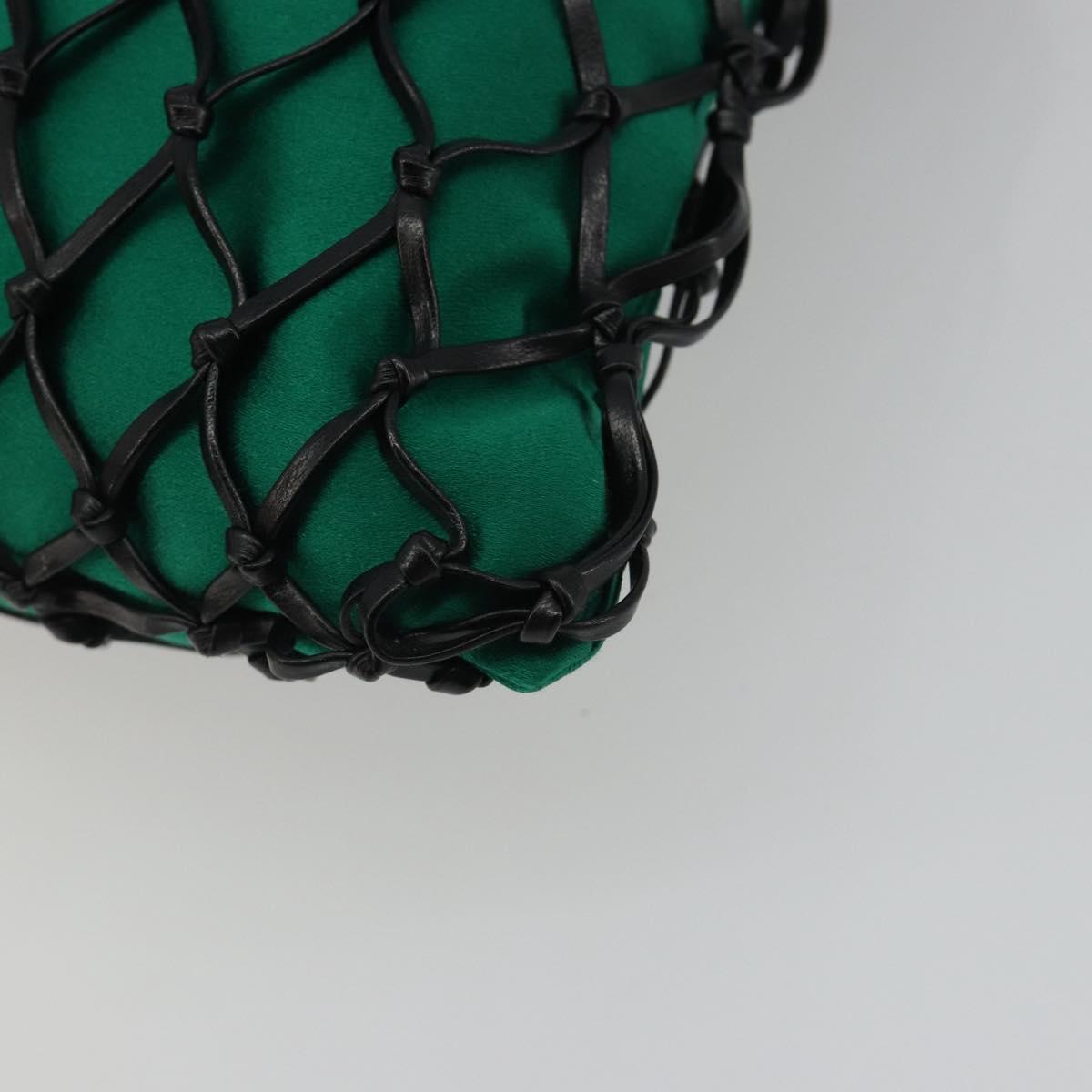 PRADA Chain Shoulder Bag Satin Green Auth 127567