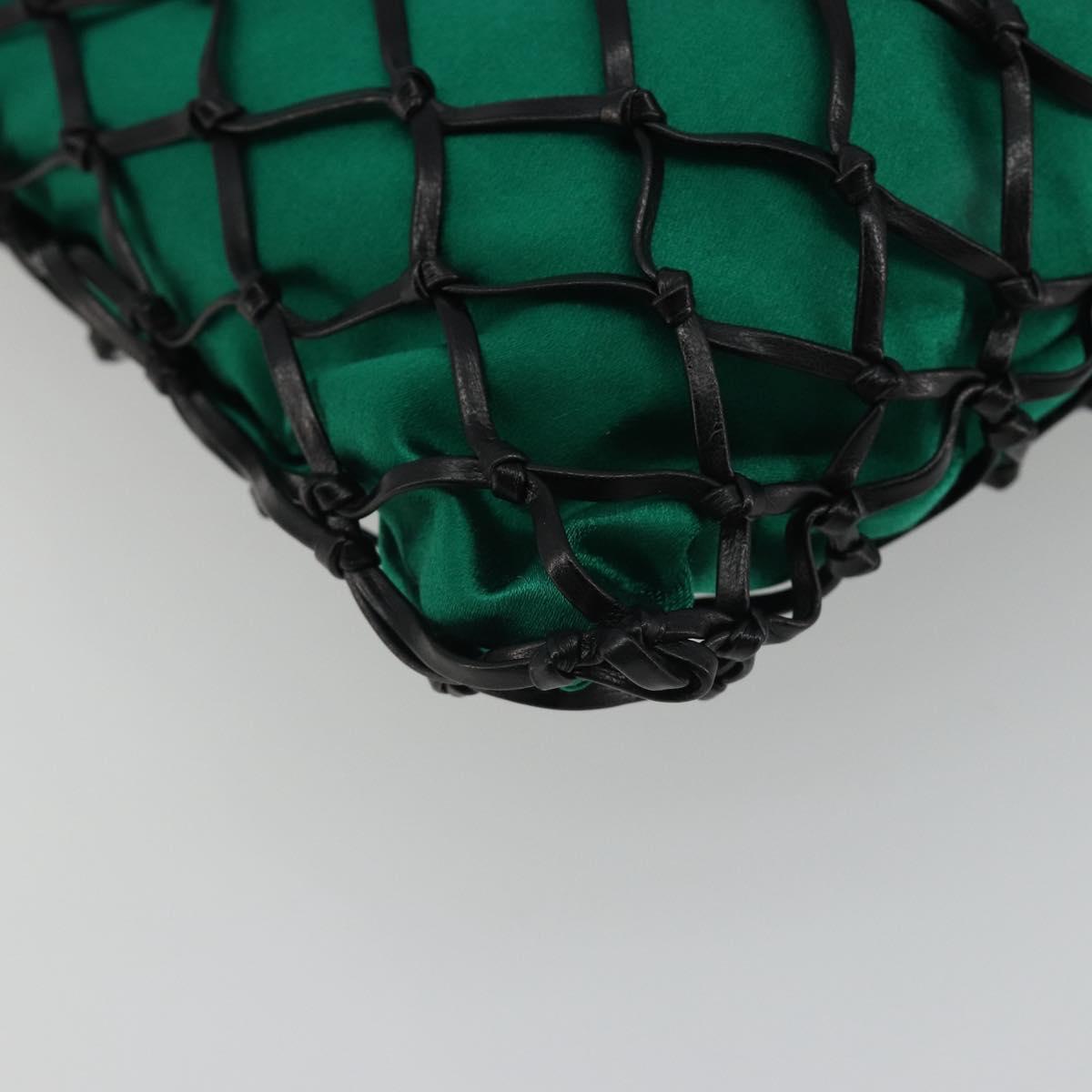 PRADA Chain Shoulder Bag Satin Green Auth 127567