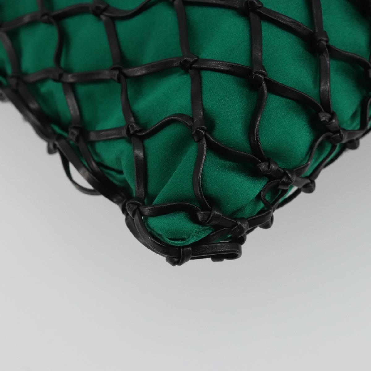 PRADA Chain Shoulder Bag Satin Green Auth 127567