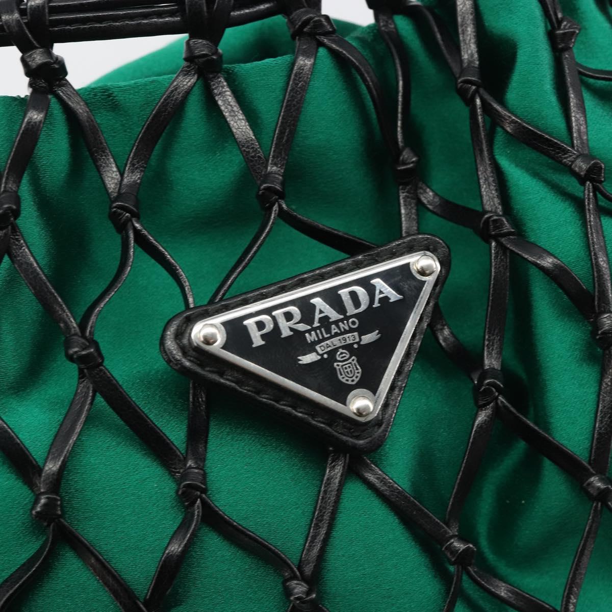 PRADA Chain Shoulder Bag Satin Green Auth 127567