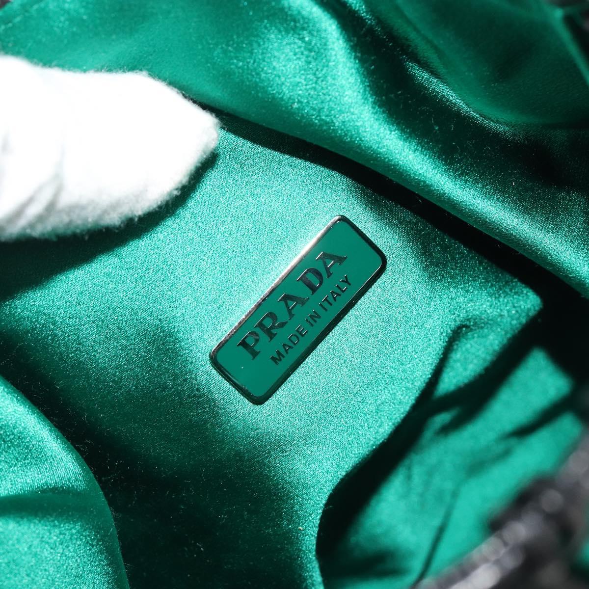 PRADA Chain Shoulder Bag Satin Green Auth 127567