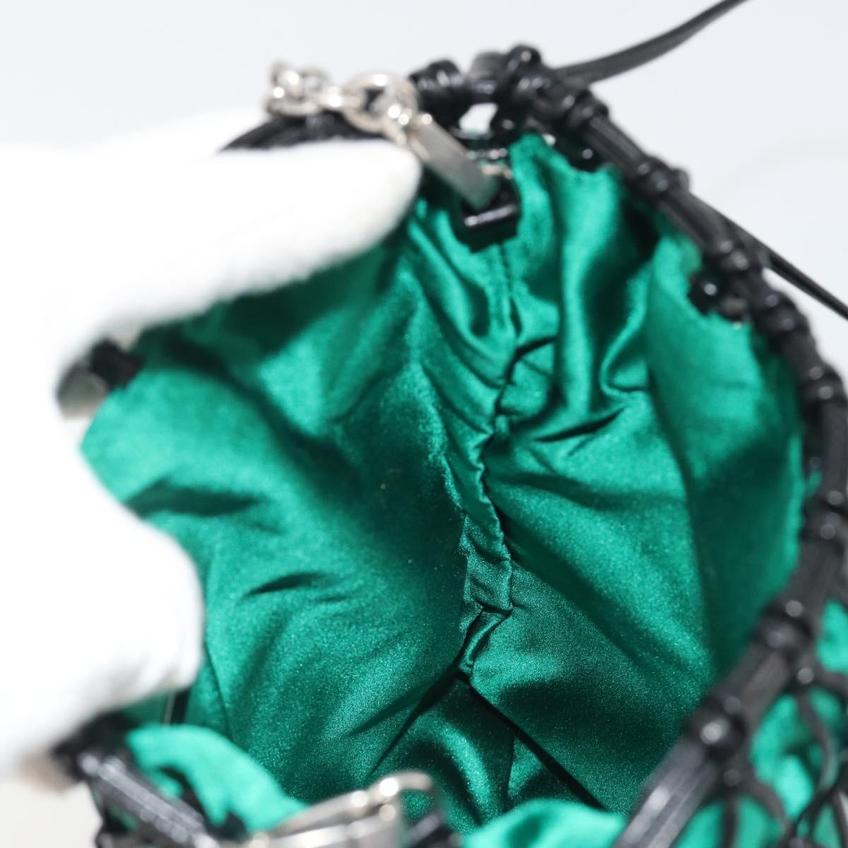 PRADA Chain Shoulder Bag Satin Green Auth 127567