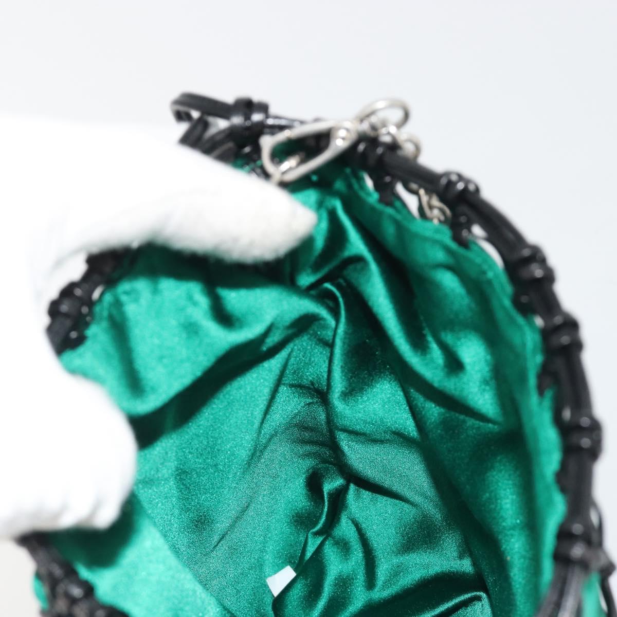 PRADA Chain Shoulder Bag Satin Green Auth 127567