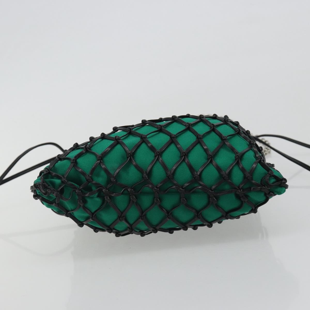 PRADA Chain Shoulder Bag Satin Green Auth 127567