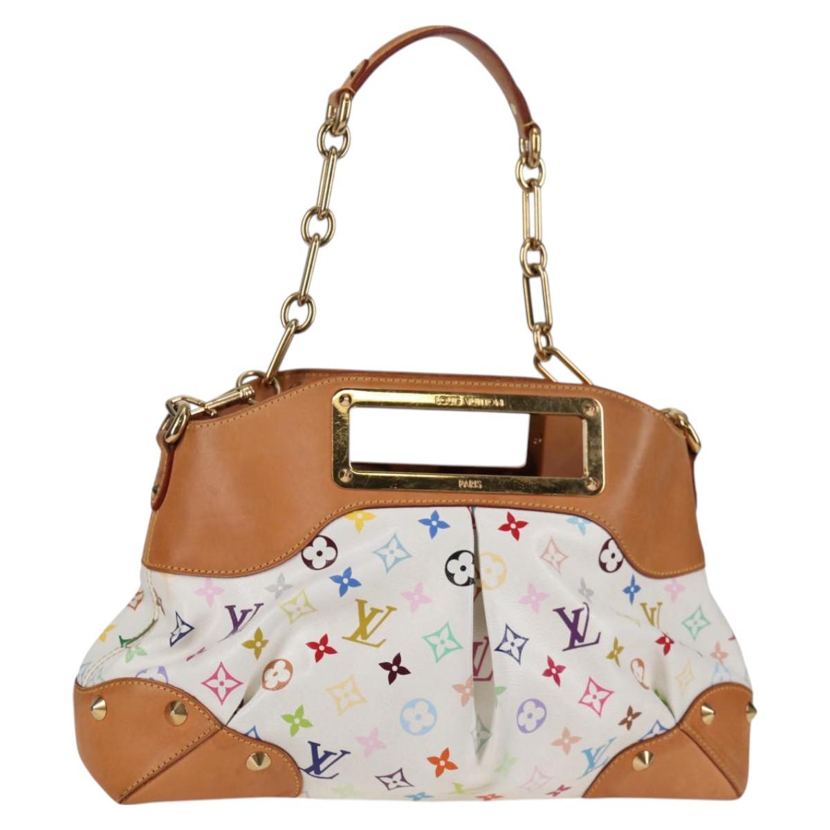 LOUIS VUITTON Monogram Multicolor Judy MM Bag 2Way White M40255 LV Auth 127584V