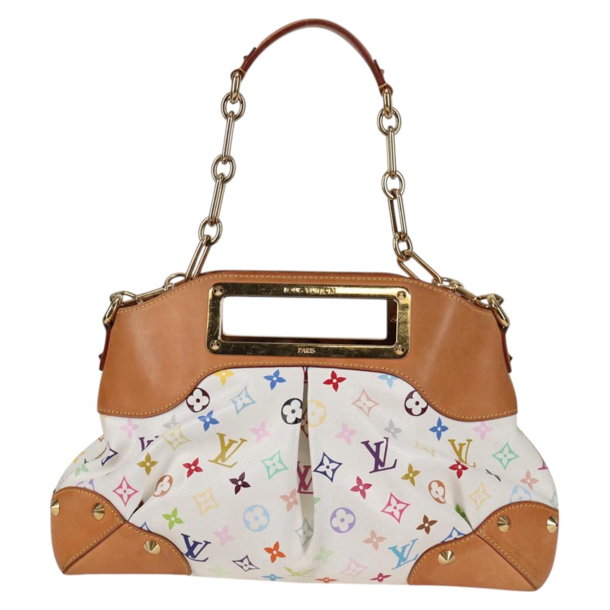 LOUIS VUITTON Monogram Multicolor Judy MM Bag 2Way White M40255 LV Auth 127584V