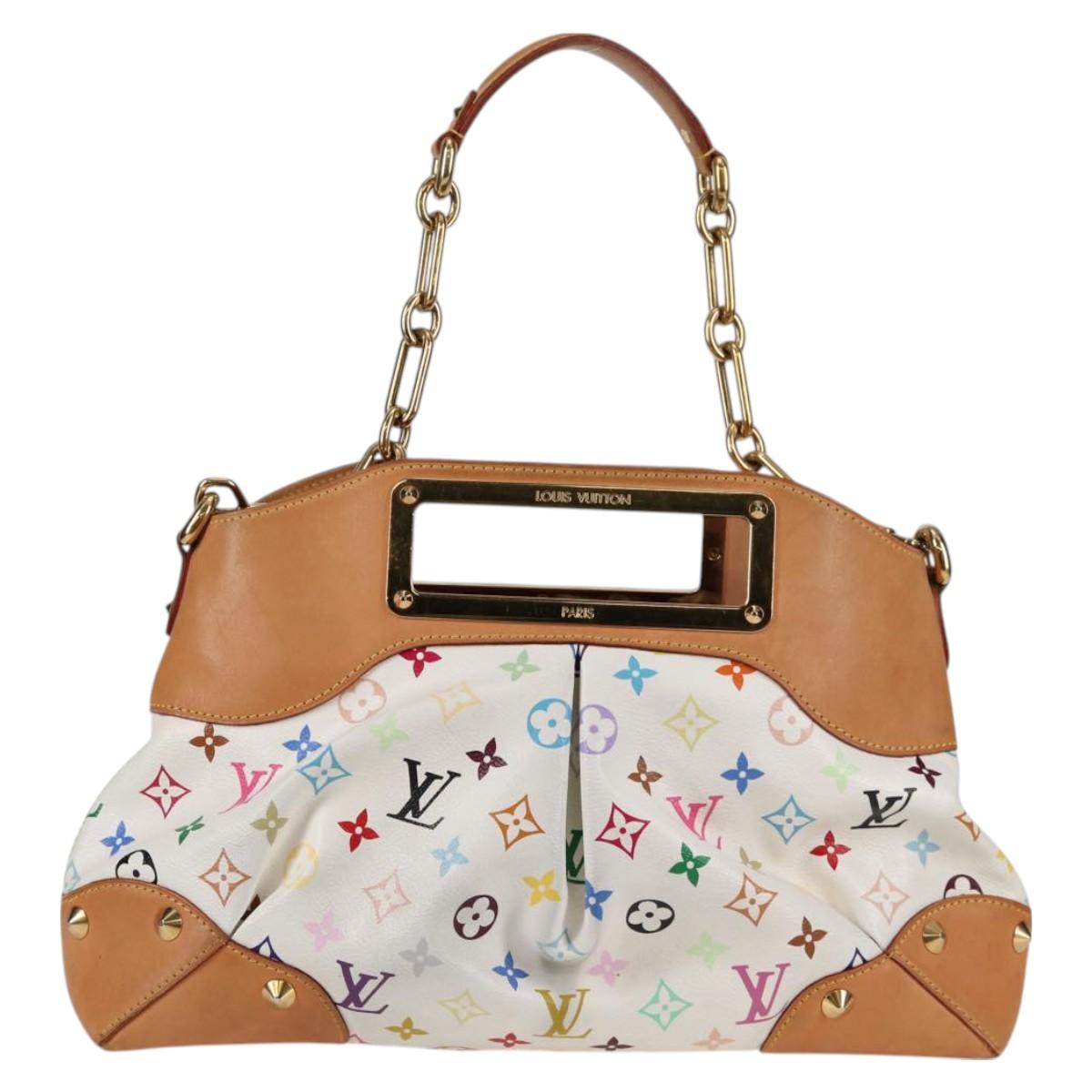 LOUIS VUITTON Monogram Multicolor Judy MM Bag 2Way White M40255 LV Auth 127584V