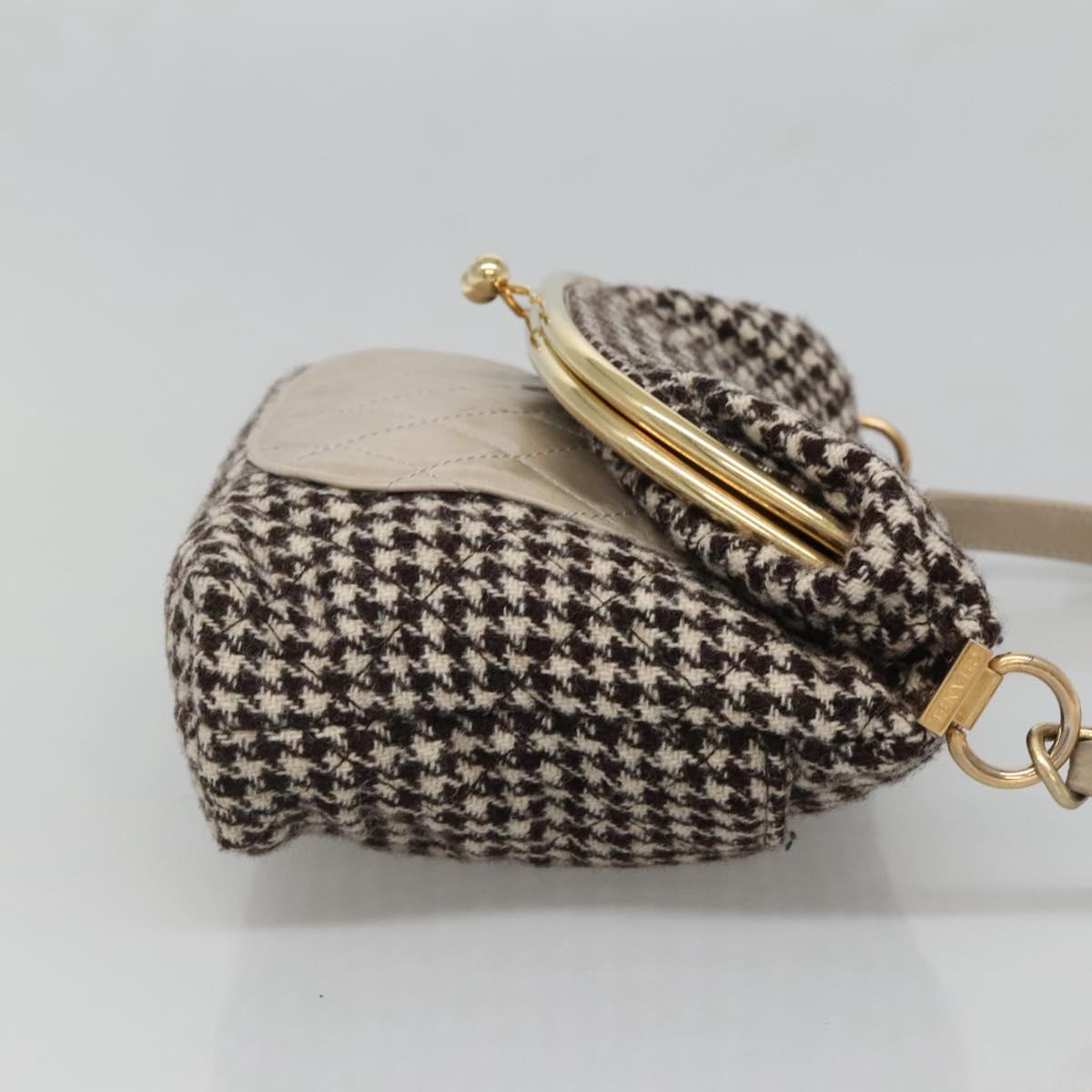 CHANEL Matelasse Shoulder Bag Wool Gray Gold CC Auth 127587V