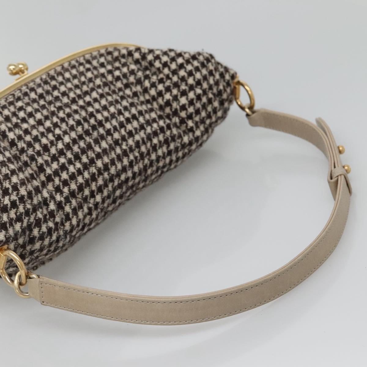 CHANEL Matelasse Shoulder Bag Wool Gray Gold CC Auth 127587V