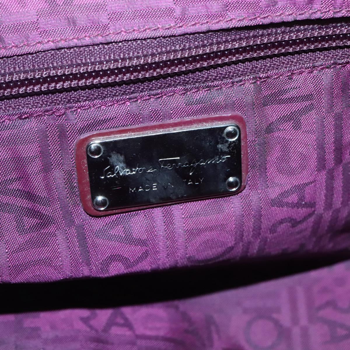 Salvatore Ferragamo Gancini Tote Bag Enamel Bordeaux Silver Auth 127595