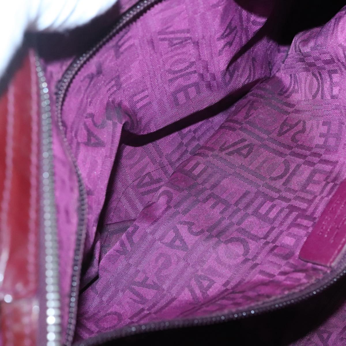 Salvatore Ferragamo Gancini Tote Bag Enamel Bordeaux Silver Auth 127595