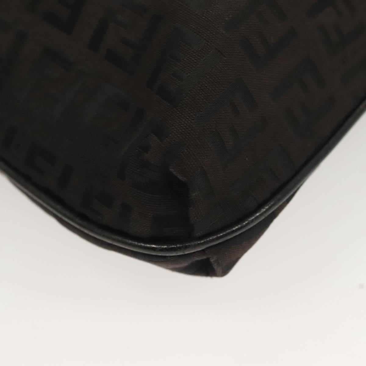 FENDI Zucchino Canvas Shoulder Bag Black Auth 127596