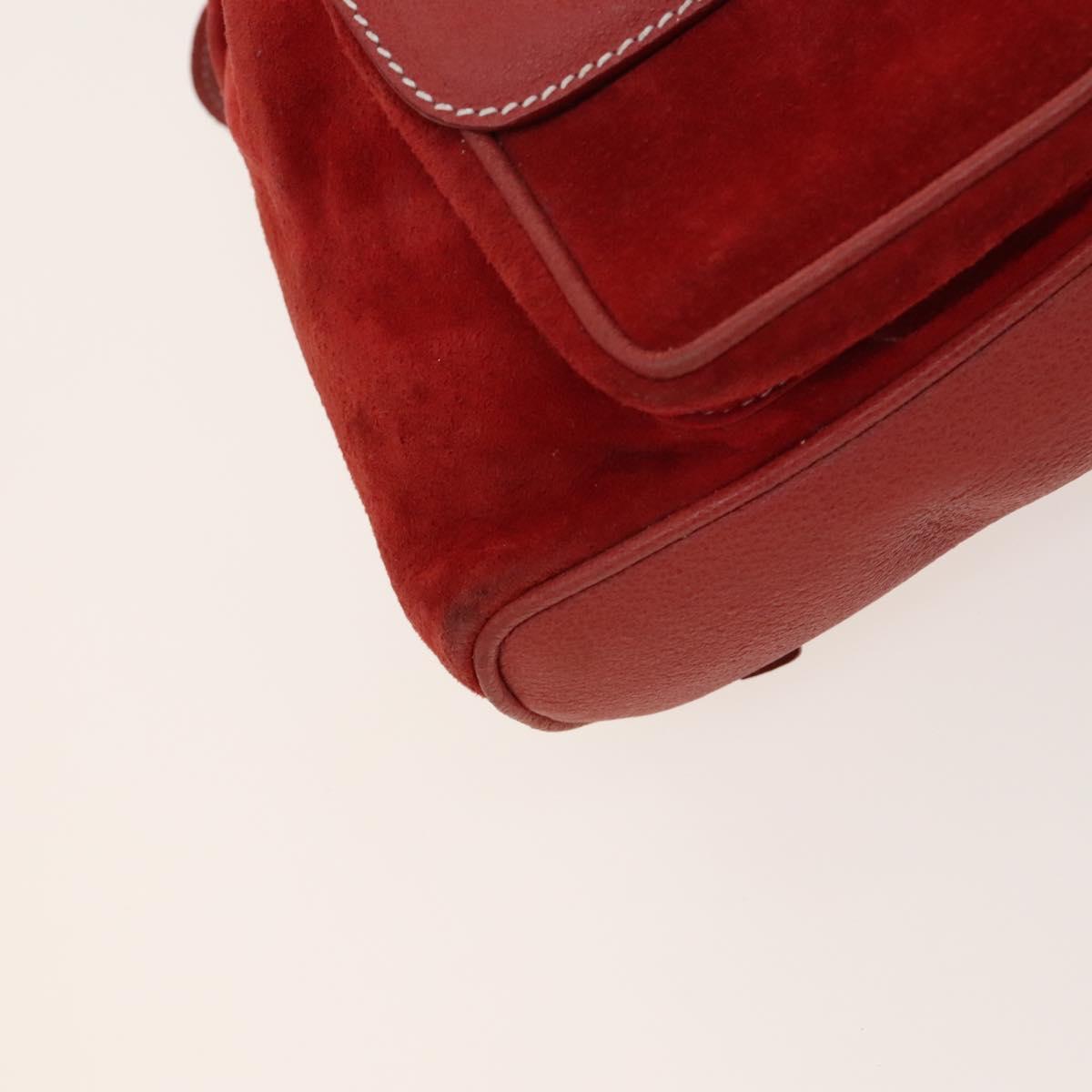 GUCCI Bamboo Backpack Suede Red Gold 003 1998 0030 Auth 127597