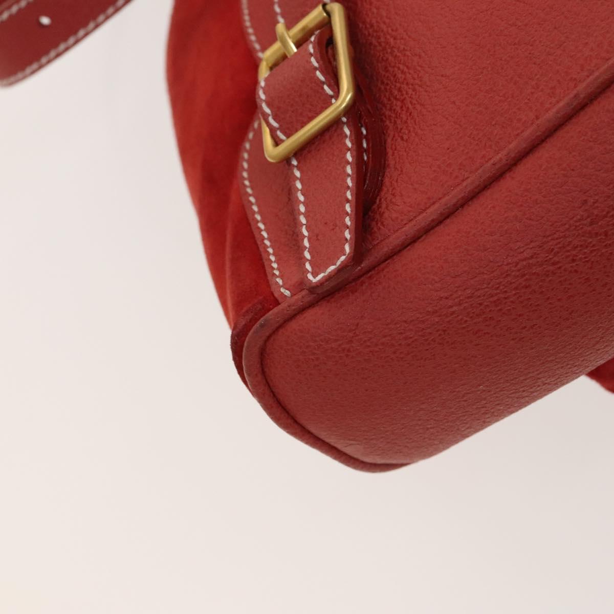 GUCCI Bamboo Backpack Suede Red Gold 003 1998 0030 Auth 127597