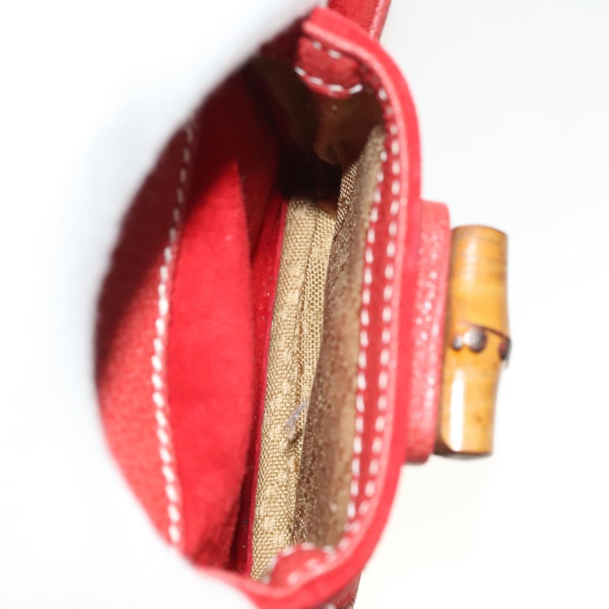 GUCCI Bamboo Backpack Suede Red Gold 003 1998 0030 Auth 127597