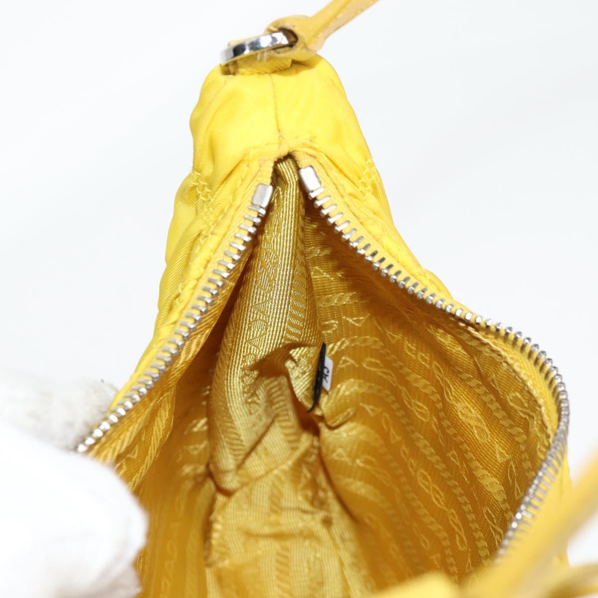 PRADA Accessory Pouch Nylon Yellow Silver Auth 127600V