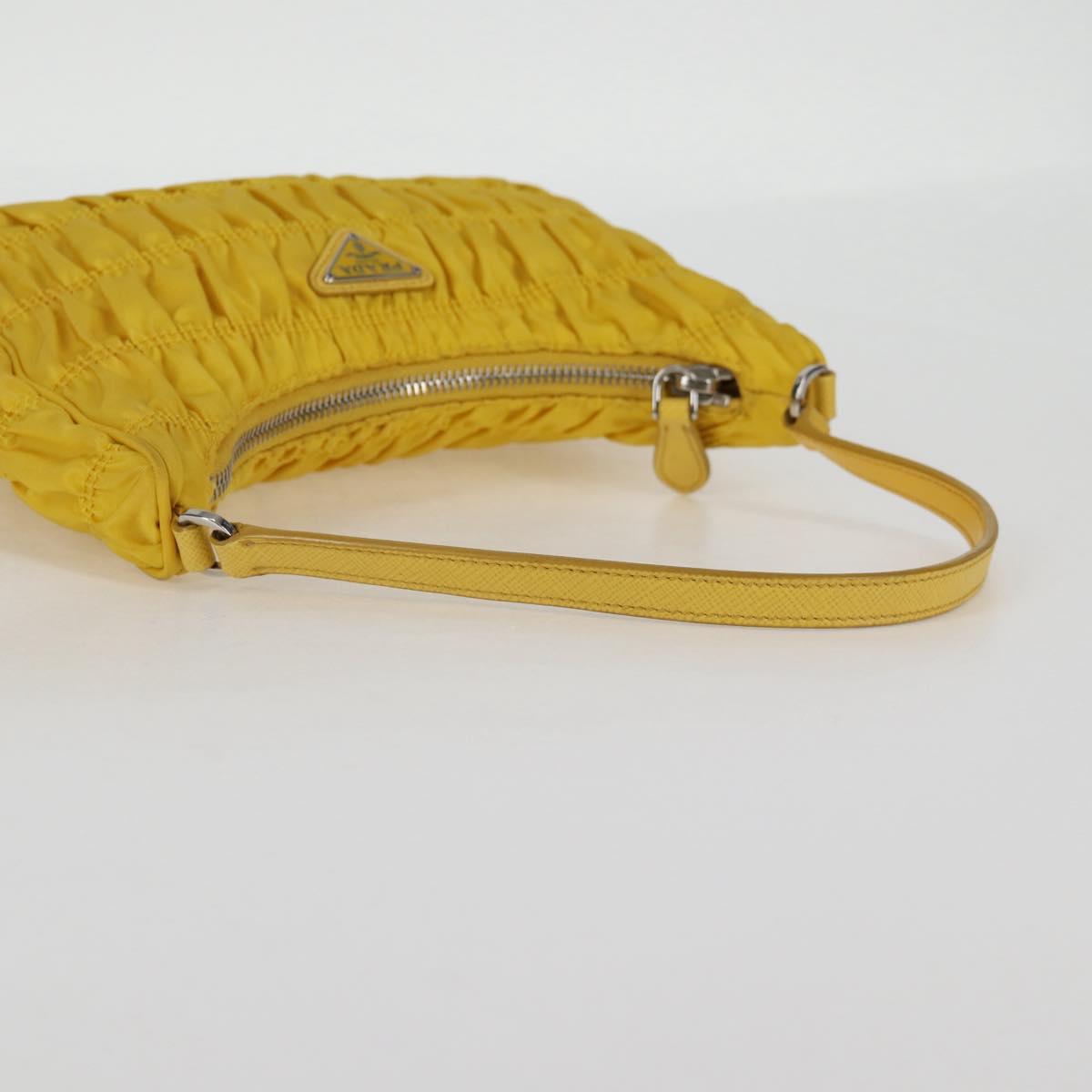 PRADA Accessory Pouch Nylon Yellow Silver Auth 127600V