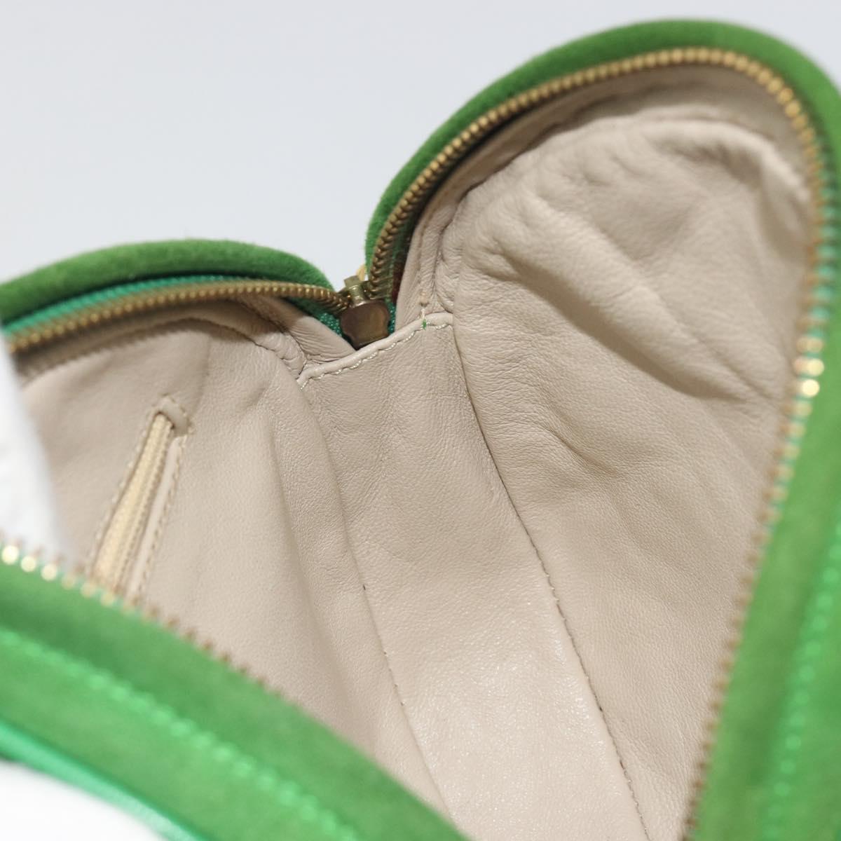 CHANEL Matelasse Chain Hand Bag Suede 2way Green Gold CC Auth 127613