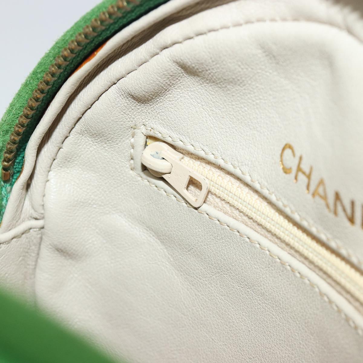 CHANEL Matelasse Chain Hand Bag Suede 2way Green Gold CC Auth 127613