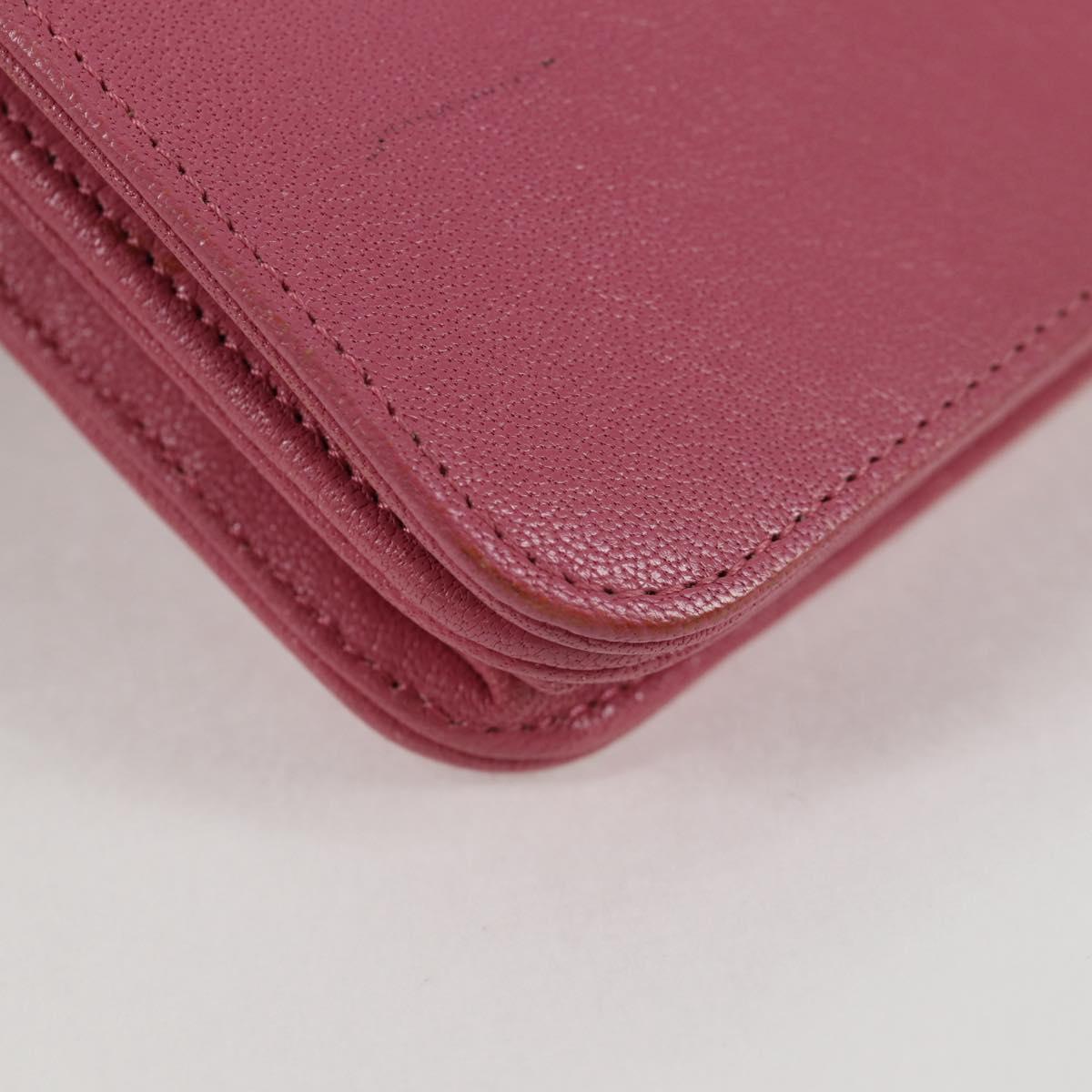 CHANEL Matelasse Chain Shoulder Bag Lamb Skin Pink Gold CC Auth 127625M