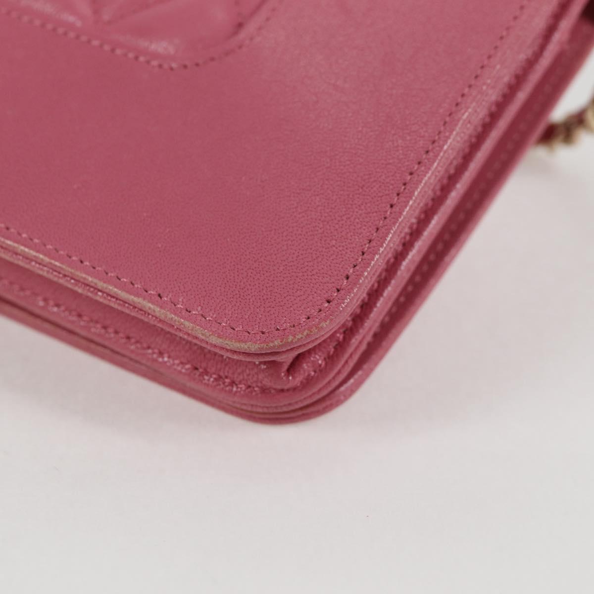 CHANEL Matelasse Chain Shoulder Bag Lamb Skin Pink Gold CC Auth 127625M