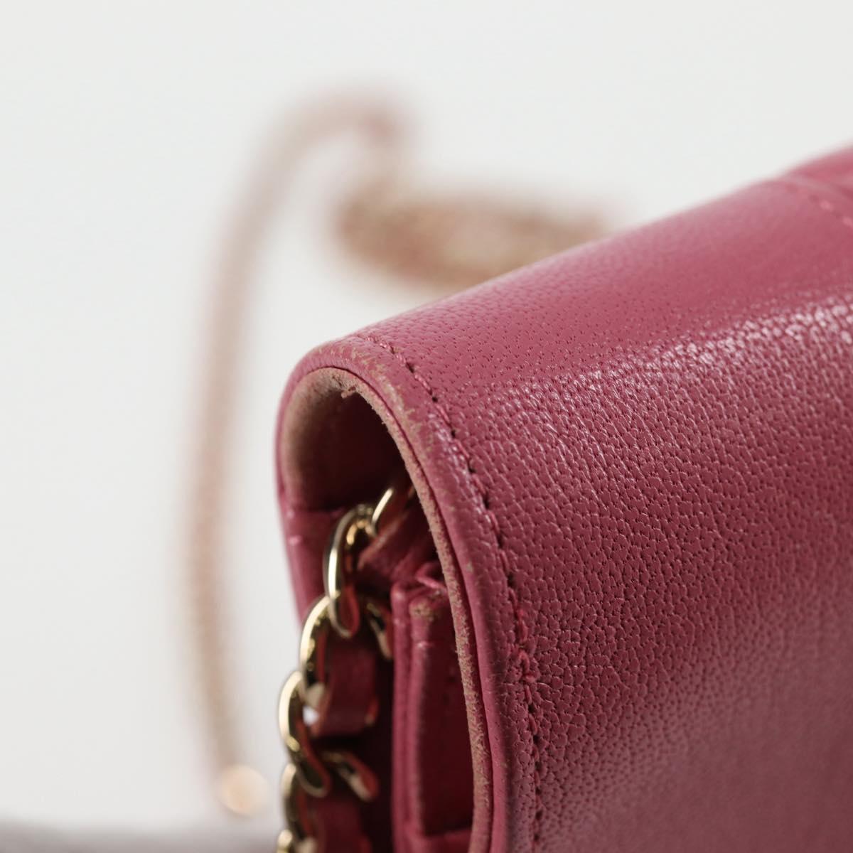 CHANEL Matelasse Chain Shoulder Bag Lamb Skin Pink Gold CC Auth 127625M