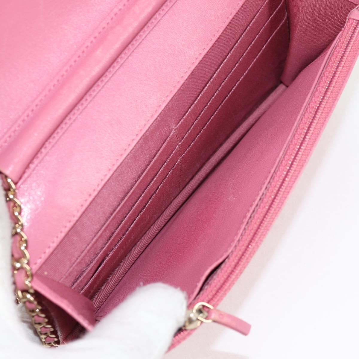 CHANEL Matelasse Chain Shoulder Bag Lamb Skin Pink Gold CC Auth 127625M