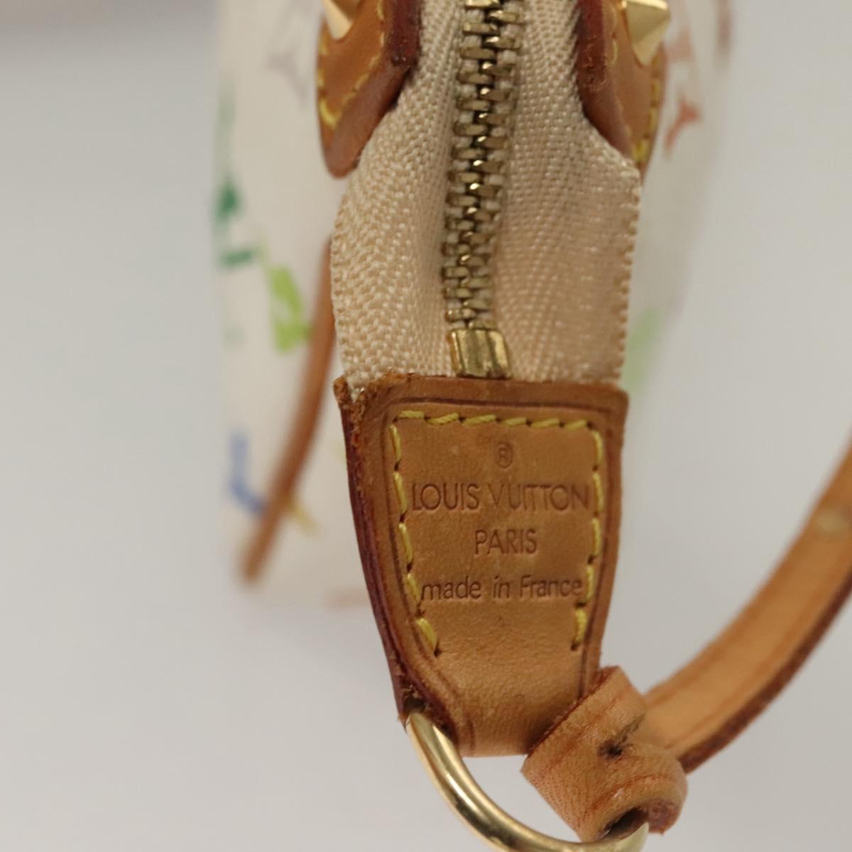 LOUIS VUITTON Multicolor Pochette Accessoires Pouch White M92649 LV Auth 127635V