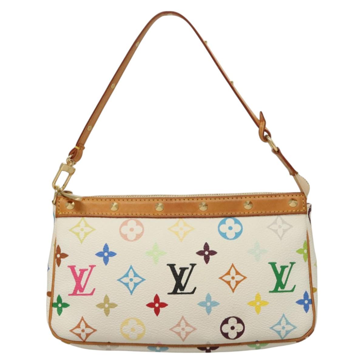 LOUIS VUITTON Multicolor Pochette Accessoires Pouch White M92649 LV Auth 127635V