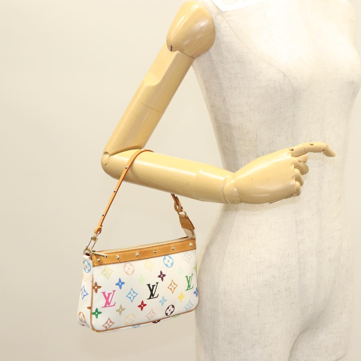 LOUIS VUITTON Multicolor Pochette Accessoires Pouch White M92649 LV Auth 127635V