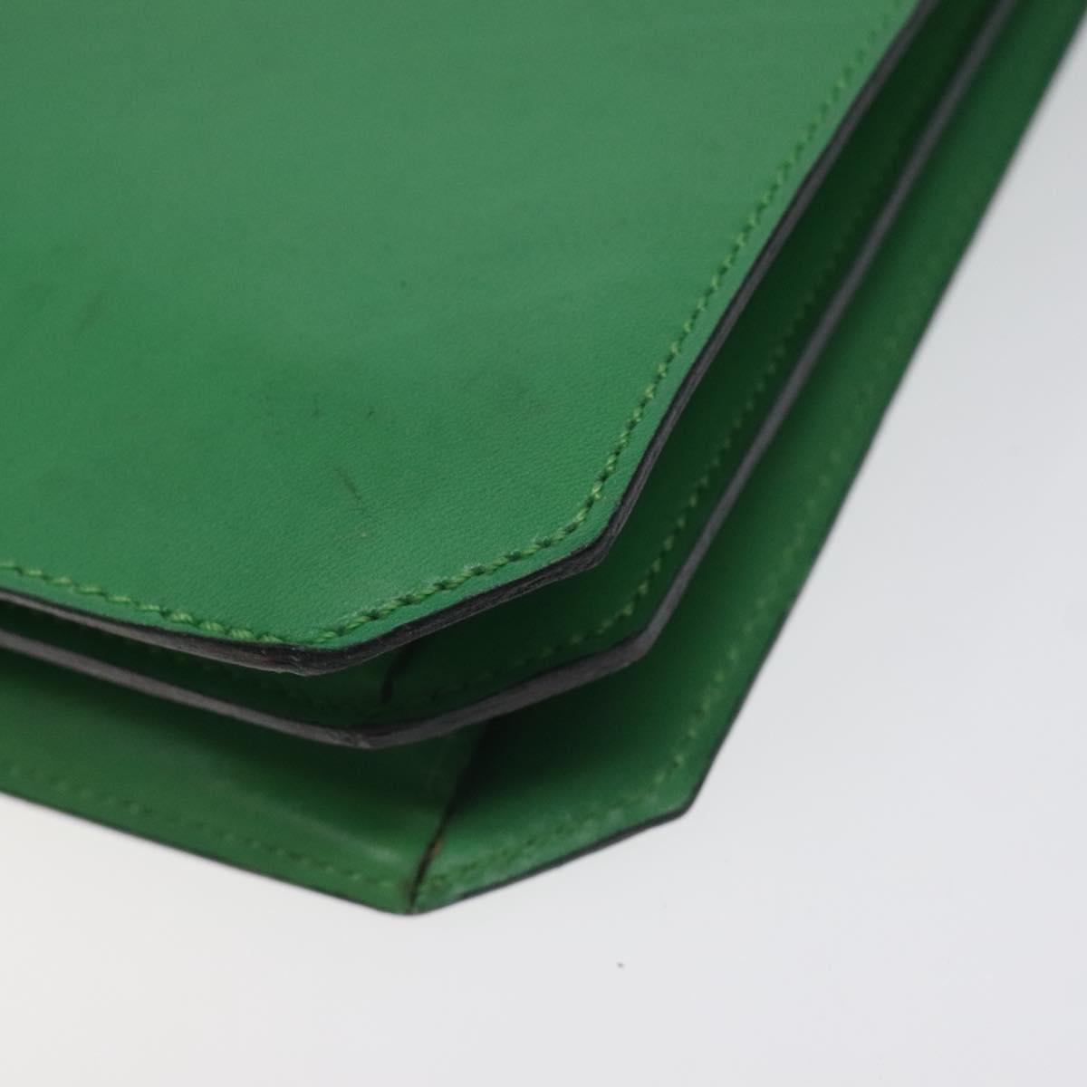 CELINE Hand Bag Leather Green Gold Auth 127658A