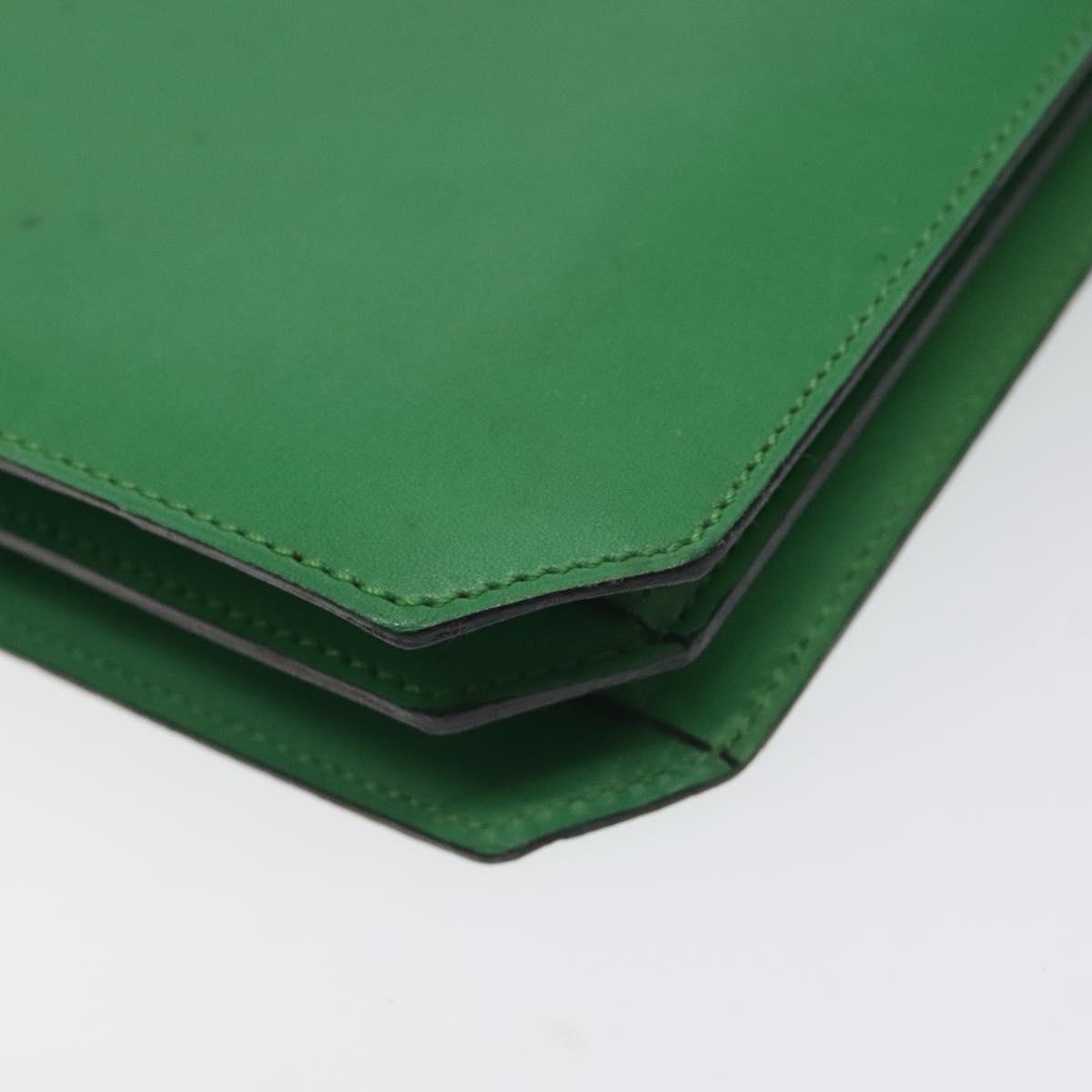 CELINE Hand Bag Leather Green Gold Auth 127658A
