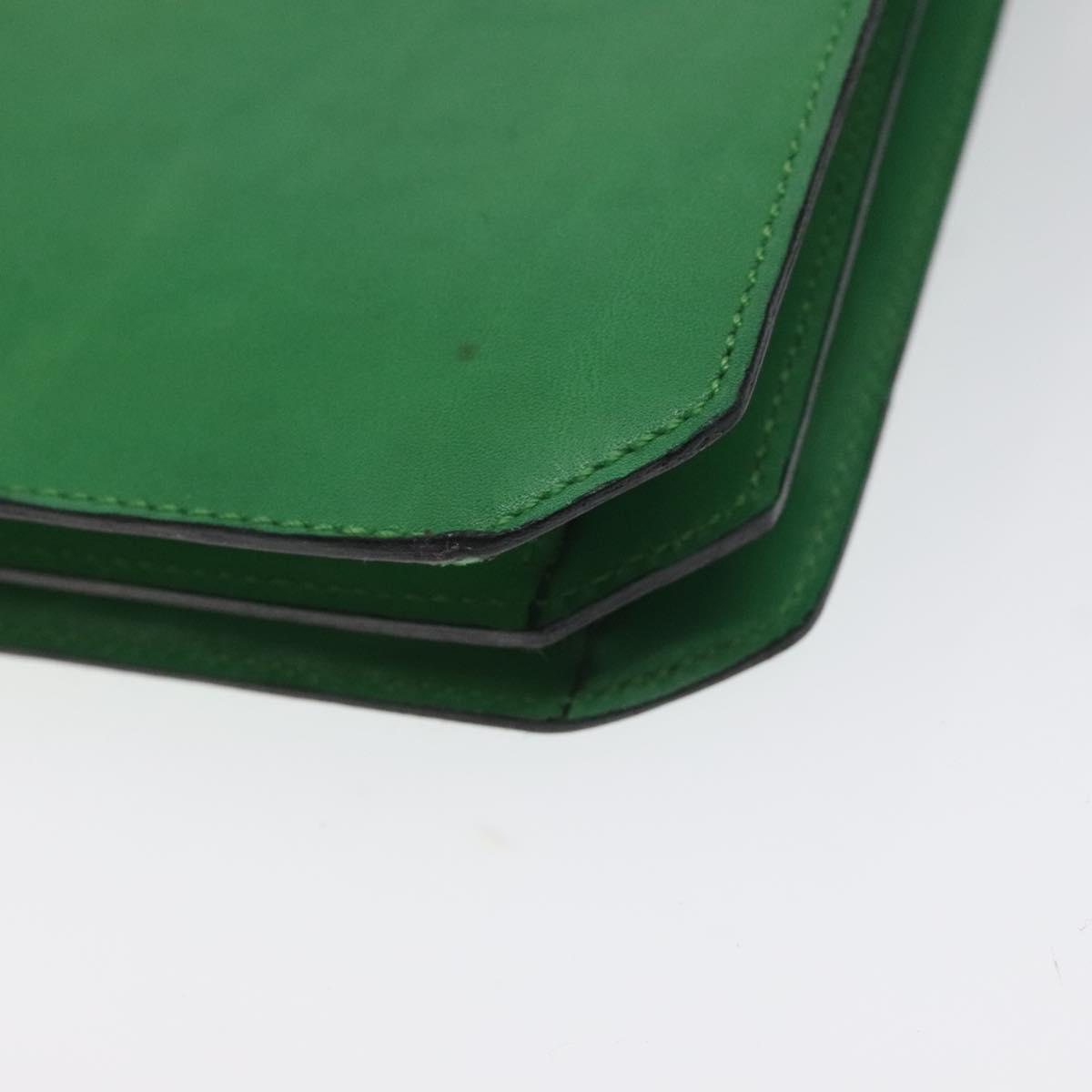 CELINE Hand Bag Leather Green Gold Auth 127658A