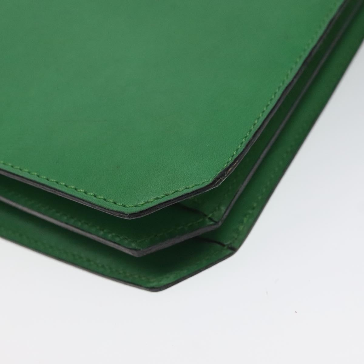 CELINE Hand Bag Leather Green Gold Auth 127658A