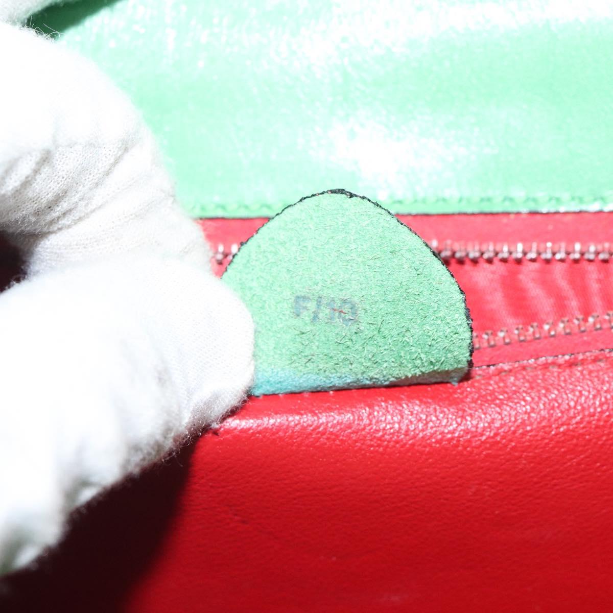 CELINE Hand Bag Leather Green Gold Auth 127658A