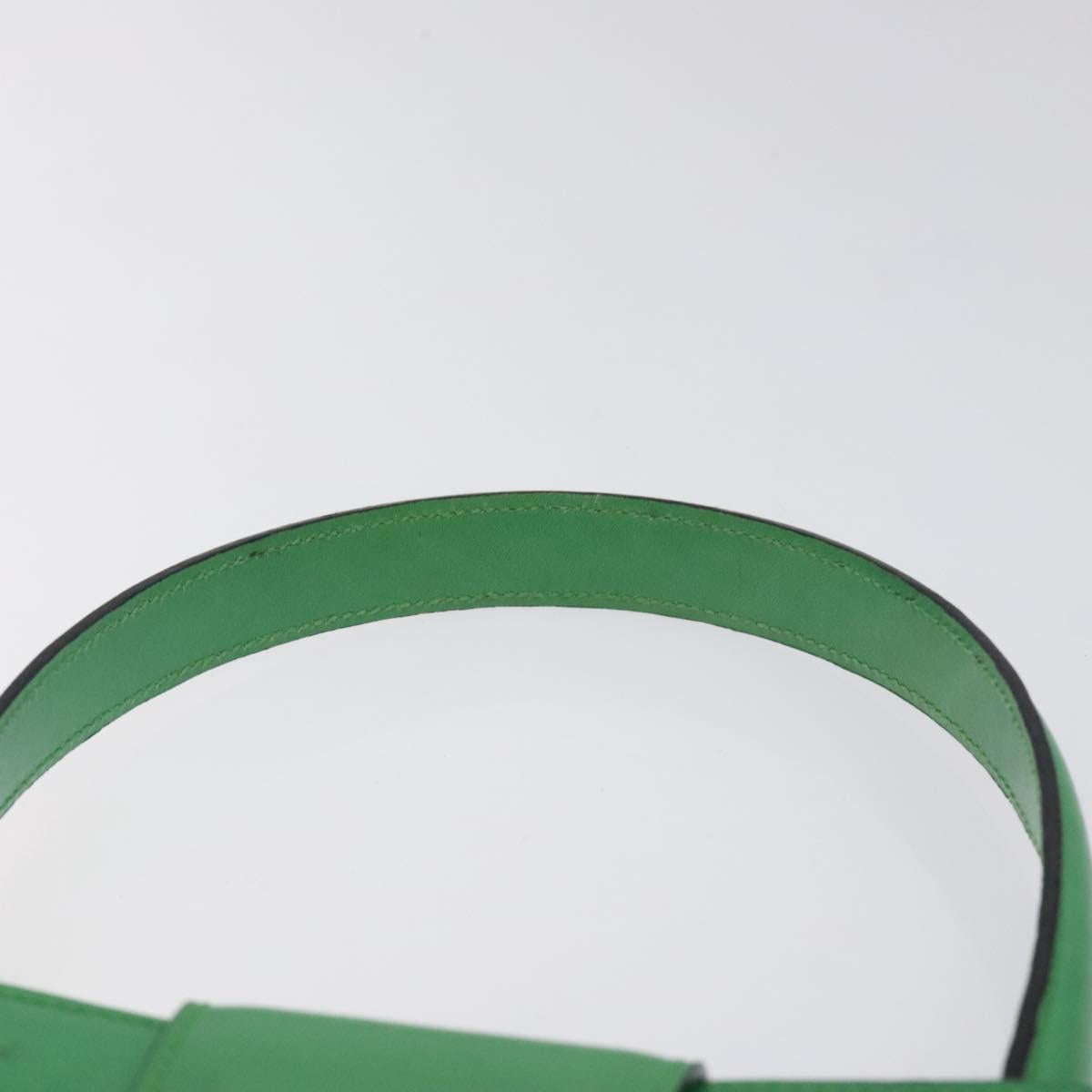 CELINE Hand Bag Leather Green Gold Auth 127658A