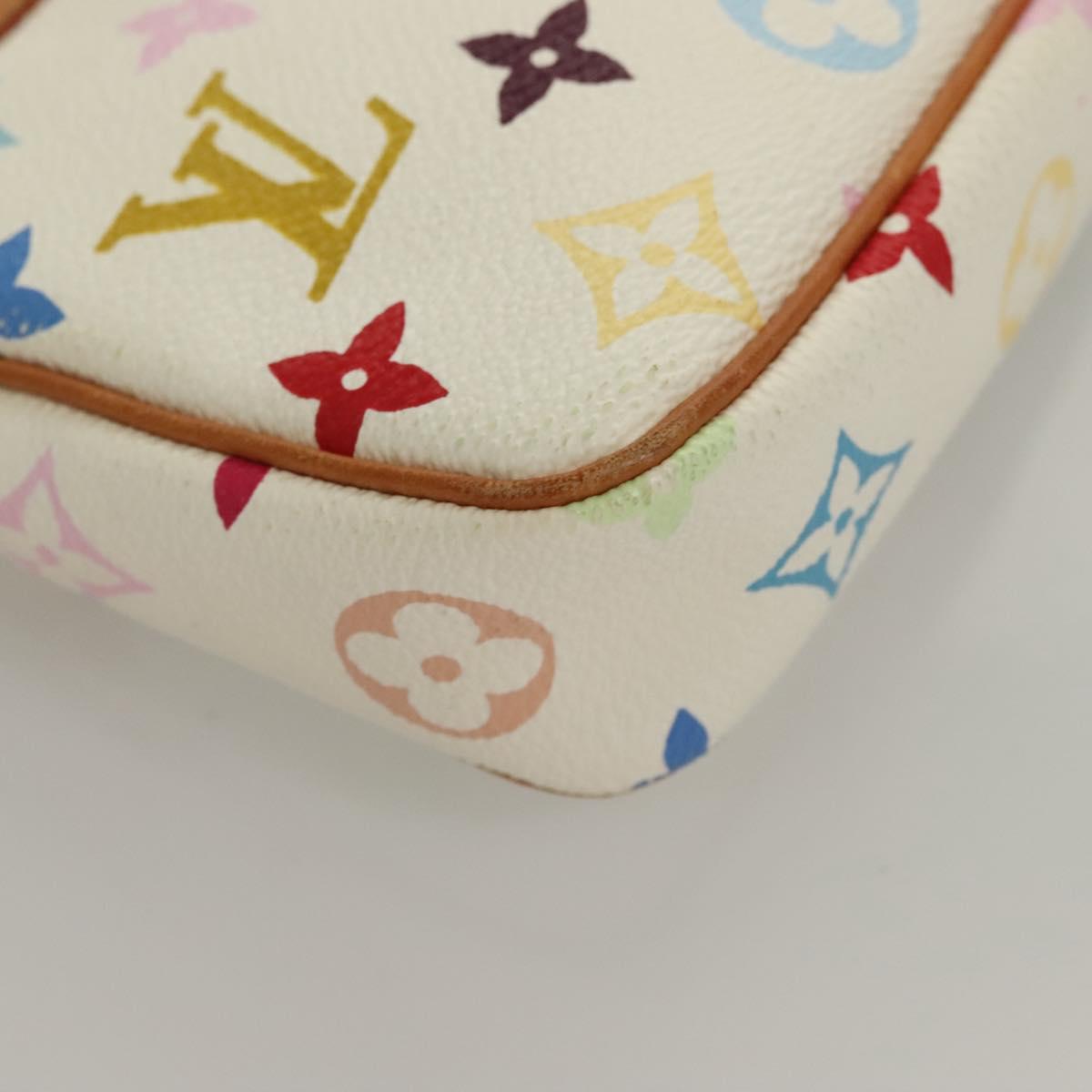 LOUIS VUITTON Multicolor Pochette Accessoires Pouch White M92649 LV Auth 127669V