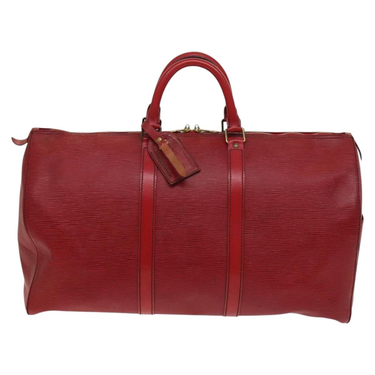 LOUIS VUITTON Epi Keepall 50 Boston Bag Red M42967 LV Auth 127672