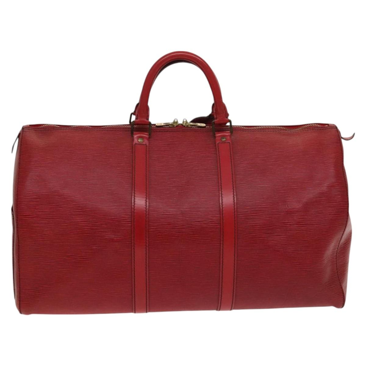 LOUIS VUITTON Epi Keepall 50 Boston Bag Red M42967 LV Auth 127672
