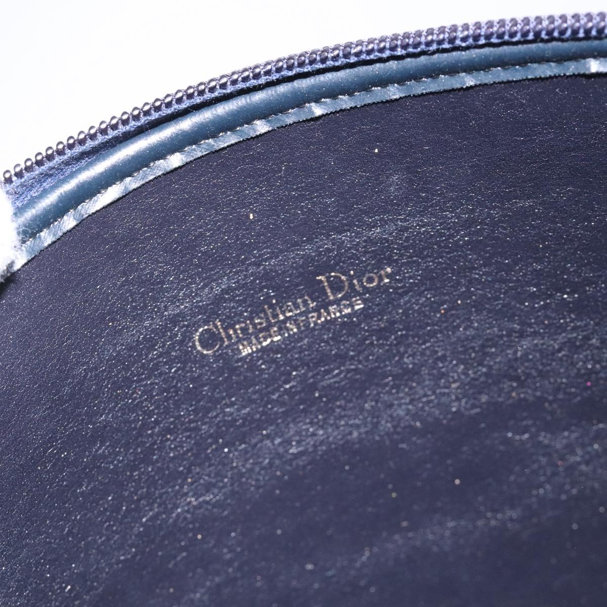 Christian Dior Trotter Canvas Shoulder Bag Navy Gold Auth 127683