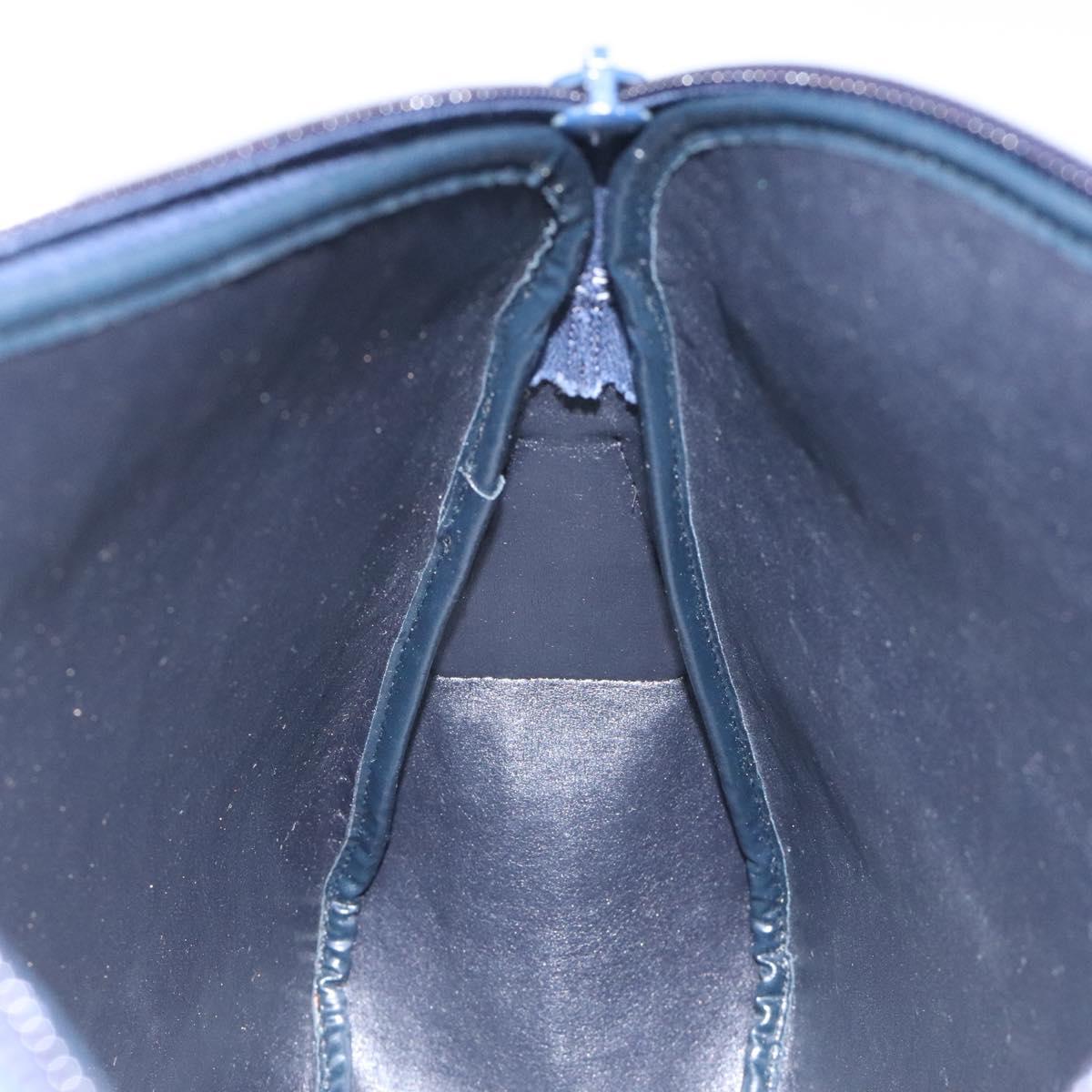 Christian Dior Trotter Canvas Shoulder Bag Navy Gold Auth 127683