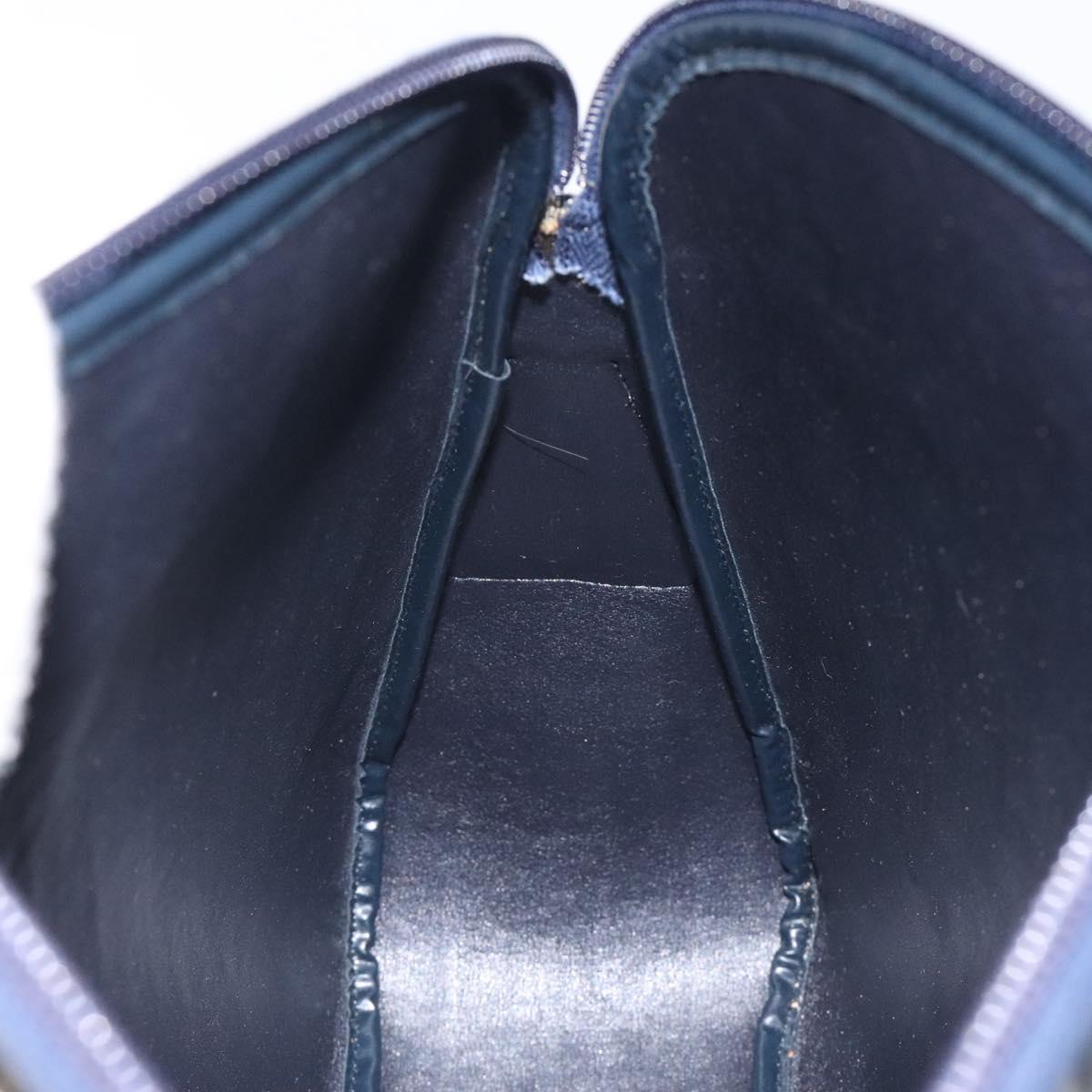 Christian Dior Trotter Canvas Shoulder Bag Navy Gold Auth 127683