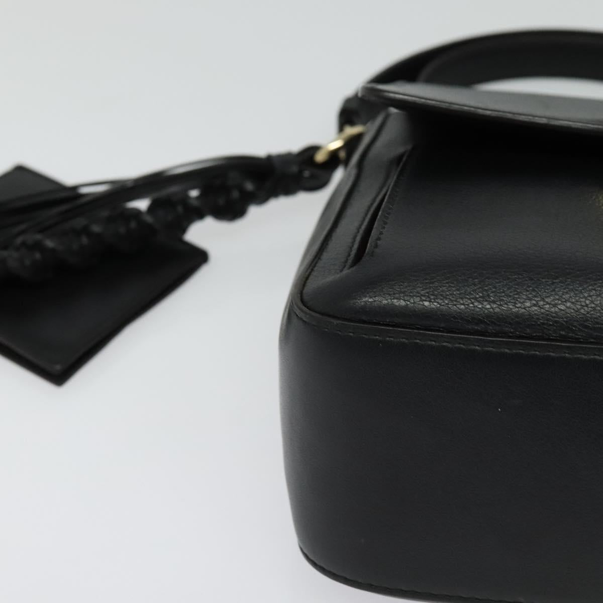 Salvatore Ferragamo Gancini Shoulder Bag Calf leather Black Gold Auth 127686